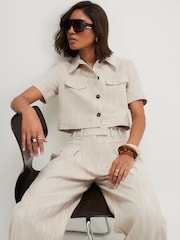 River Island Natural Cotton Wide Leg Trousers - Image 2 of 4