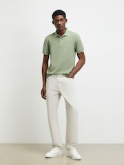 River Island Green Slim Fit Slinky Button Polo Shirt - Image 3 of 4