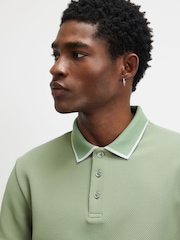 River Island Green Slim Fit Slinky Button Polo Shirt - Image 4 of 4