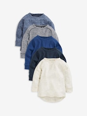 Blue 5 Pack Long Sleeve T-Shirts (3mths-7yrs) - Image 2 of 7