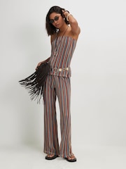 River Island Metallic Stripe Wide Leg Trousers - Slika 1 iz 4