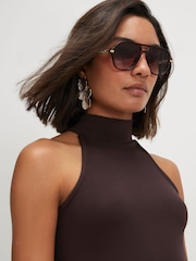 River Island Brown Premium Sleeveless Halter Neck Top - Image 3 of 4