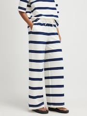 River Island Cream Premium Striped Wide Leg Joggers - Image 3 of 4