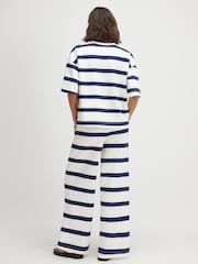 River Island Cream Premium Striped Wide Leg Joggers - Image 4 of 4