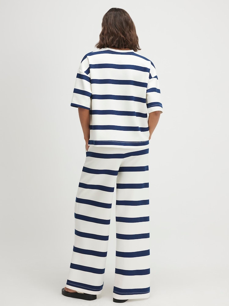 River Island Cream Premium Striped Wide Leg Joggers - Image 4 of 4