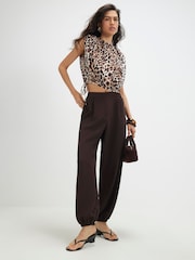 River Island Brown Sleeveless Leopard Print Bubble Hem T-Shirt - Image 4 of 4
