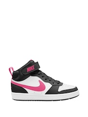 Белый/черный/розовый - Nike подростковые кроссовки средней длины Nike Court Borough - Image 1 of 12