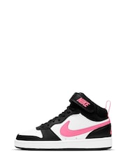 Белый/черный/розовый - Nike подростковые кроссовки средней длины Nike Court Borough - Image 2 of 12