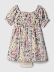 Gap White Floral Puff Sleeve Dress (Newborn-5yrs) - Image 1 of 1