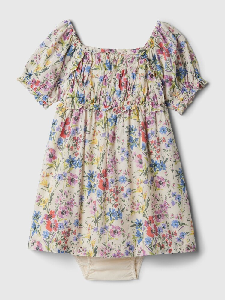 Gap White Floral Puff Sleeve Dress (Newborn-5yrs) - Image 1 of 1