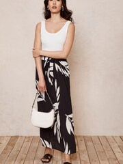 Mint Velvet Black Poppy Print Maxi Skirt - Image 1 of 4