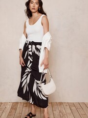 Mint Velvet Black Poppy Print Maxi Skirt - Image 2 of 4