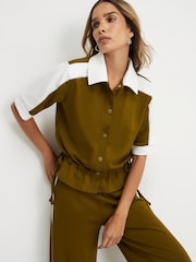 River Island Green Premium Block Polo Shirt - Image 1 of 4