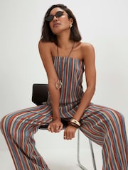 River Island Red Metallic Stripe Bandeau Top - Image 1 of 4