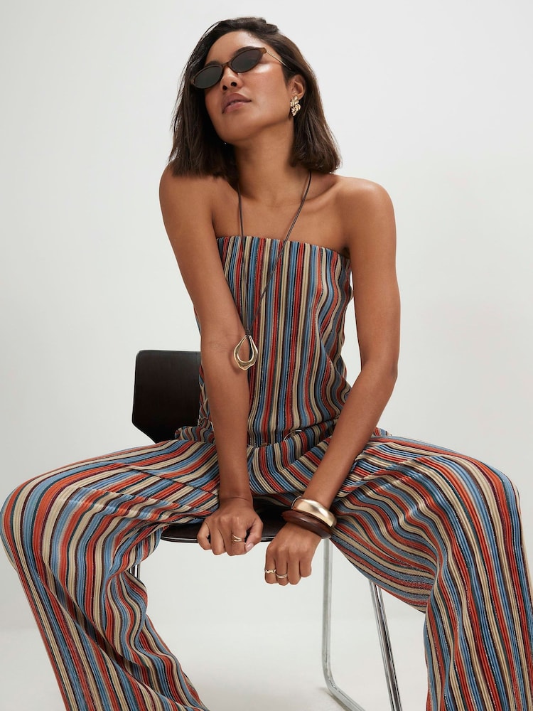 River Island Red Metallic Stripe Bandeau Top - Image 1 of 4