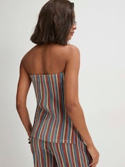 River Island Red Metallic Stripe Bandeau Top - Image 2 of 4