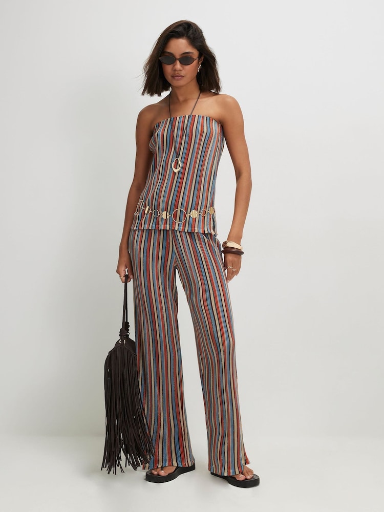 River Island Red Metallic Stripe Bandeau Top - Image 4 of 4