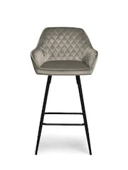 Opulent Velvet Steel Grey Hamilton Fixed Height Arm Kitchen Bar Stool - Image 2 of 6