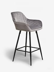 Opulent Velvet Steel Grey Hamilton Fixed Height Arm Kitchen Bar Stool - Image 3 of 6