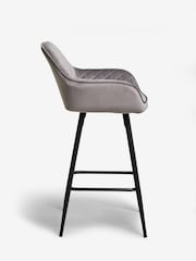 Opulent Velvet Steel Grey Hamilton Fixed Height Arm Kitchen Bar Stool - Image 4 of 6
