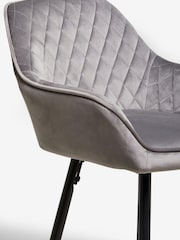 Opulent Velvet Steel Grey Hamilton Fixed Height Arm Kitchen Bar Stool - Image 5 of 6