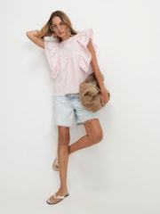 River Island Βαμβακερή αμάνικη μπλούζα με βολάν - Εικόνα 2 από 4