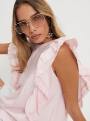 River Island Βαμβακερή αμάνικη μπλούζα με βολάν - Εικόνα 3 από 4