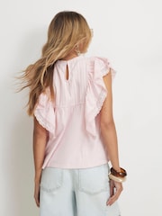 River Island Βαμβακερή αμάνικη μπλούζα με βολάν - Εικόνα 4 από 4