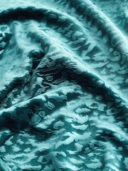 Сине-зеленый - Бархатные брюки широкого кроя - Image 7 of 7