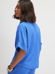 River Island Blue Linen Blend Short Sleeve Shirt - Image 2 of 4