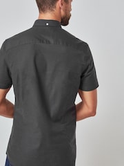 Charcoal Grey Slim Short Sleeve Stretch Oxford Shirt - Image 2 of 5