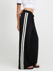 River Island Black Premium Tape Wide Leg Joggers - Image 2 of 4