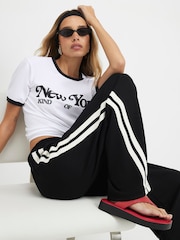 River Island Black Premium Tape Wide Leg Joggers - Image 3 of 4