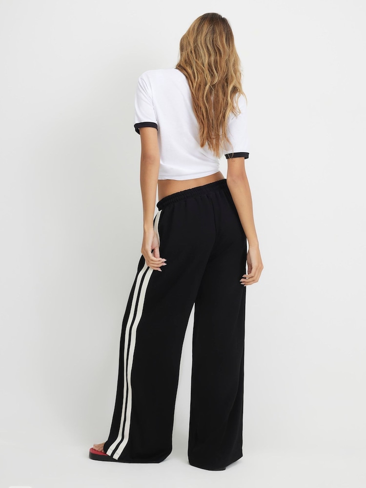River Island Black Premium Tape Wide Leg Joggers - Image 4 of 4 River Island Black Premium Tape Wide Leg Joggers - Image 4 of 4
