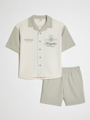 River Island Green Montpellier Shirt And Shorts Set - Image 1 of 5
