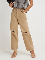 River Island Ripped Barrel Leg Jeans - תמונה 1 מתוך 4