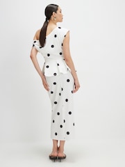 River Island White Peplum Polka Dot Midi Dress - Image 3 of 4