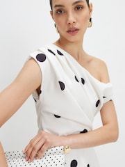 River Island White Peplum Polka Dot Midi Dress - Image 4 of 4