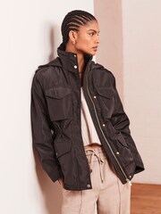 Chocolate Brown Shower Resistant Utility Jacket - Image 1 of 6