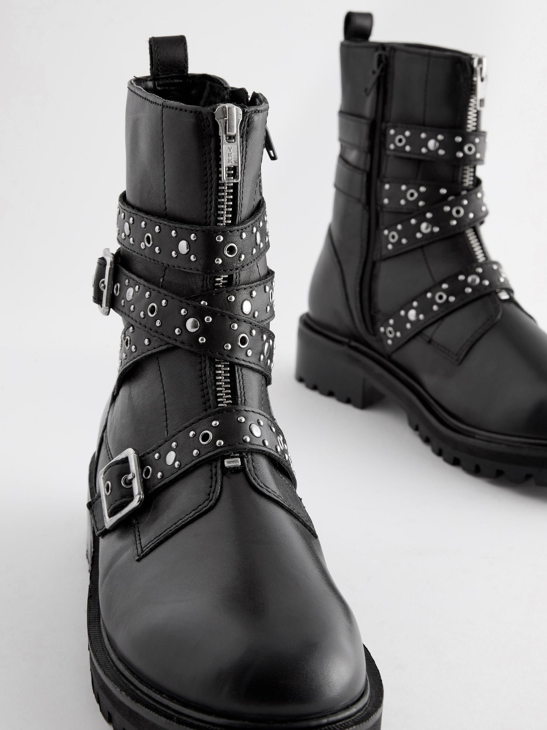 Buy Black Forever Comfort Studded Biker Leather Ankle Boots from Next Canada