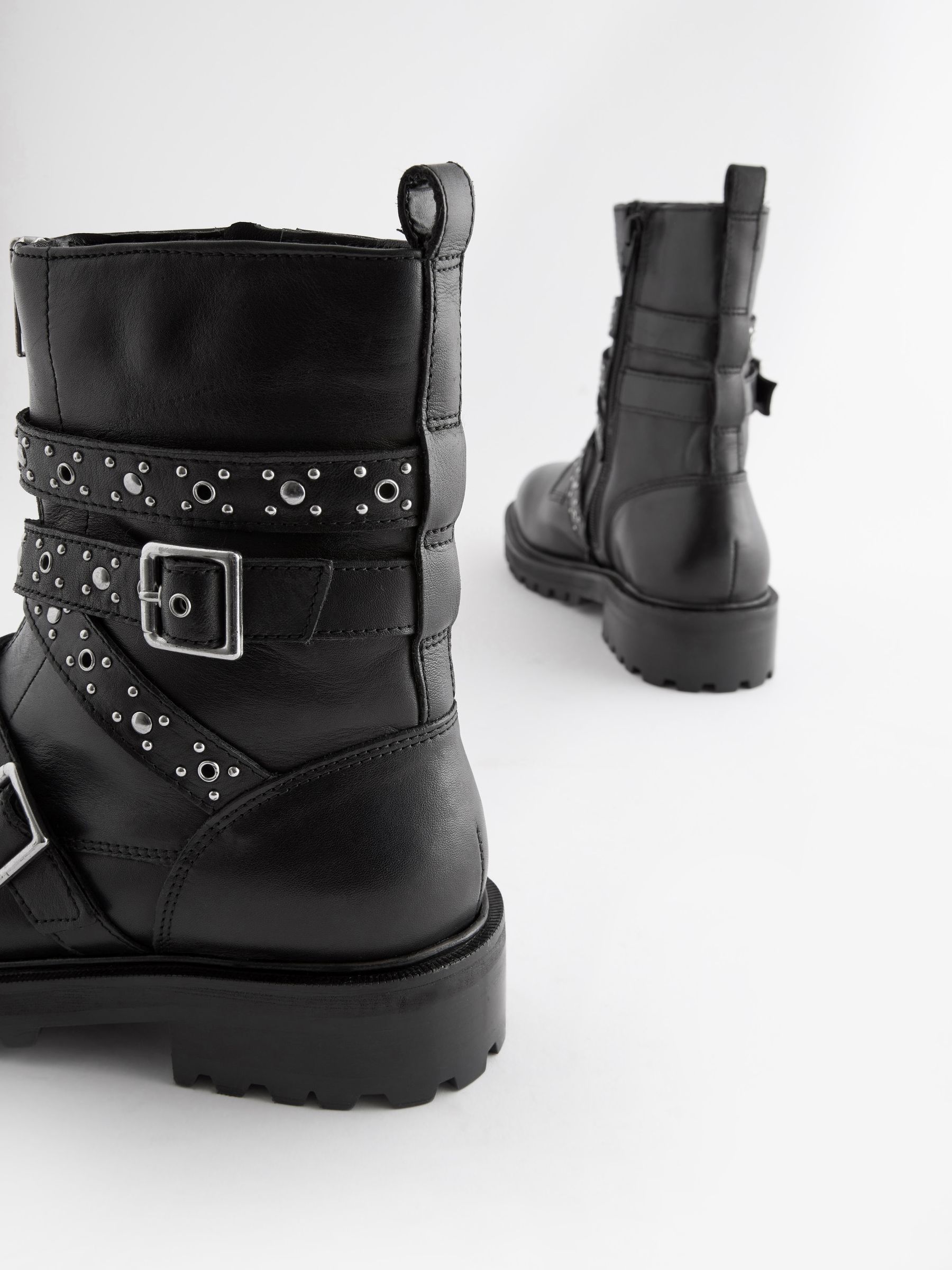 Buy Black Forever Comfort Studded Biker Leather Ankle Boots from Next Luxembourg