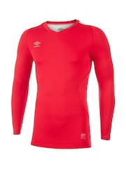 Umbro Red Long Sleeve Elite V-Neck Baselayer - Image 1 of 1