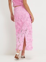 River Island Pink Floral Lace Midi Pencil Skirt - Image 4 of 4