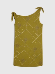 River Island Green Palm Embellished Asymmetric Mini Dress - Image 1 of 1