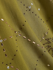 River Island Green Palm Embellished Asymmetric Mini Dress - Image 2 of 2