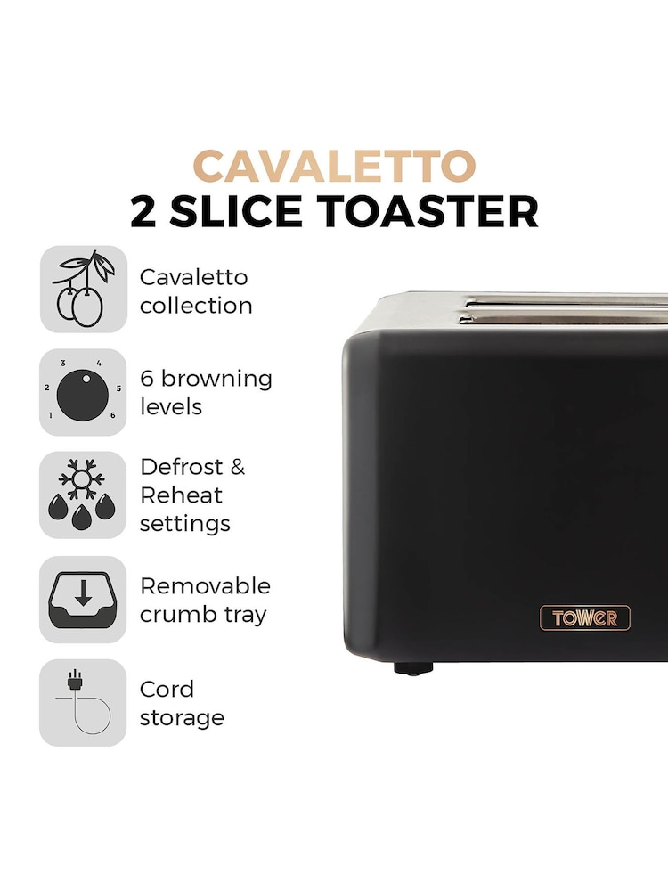 Tower Black 2 Slot Toaster - Image 2 of 8