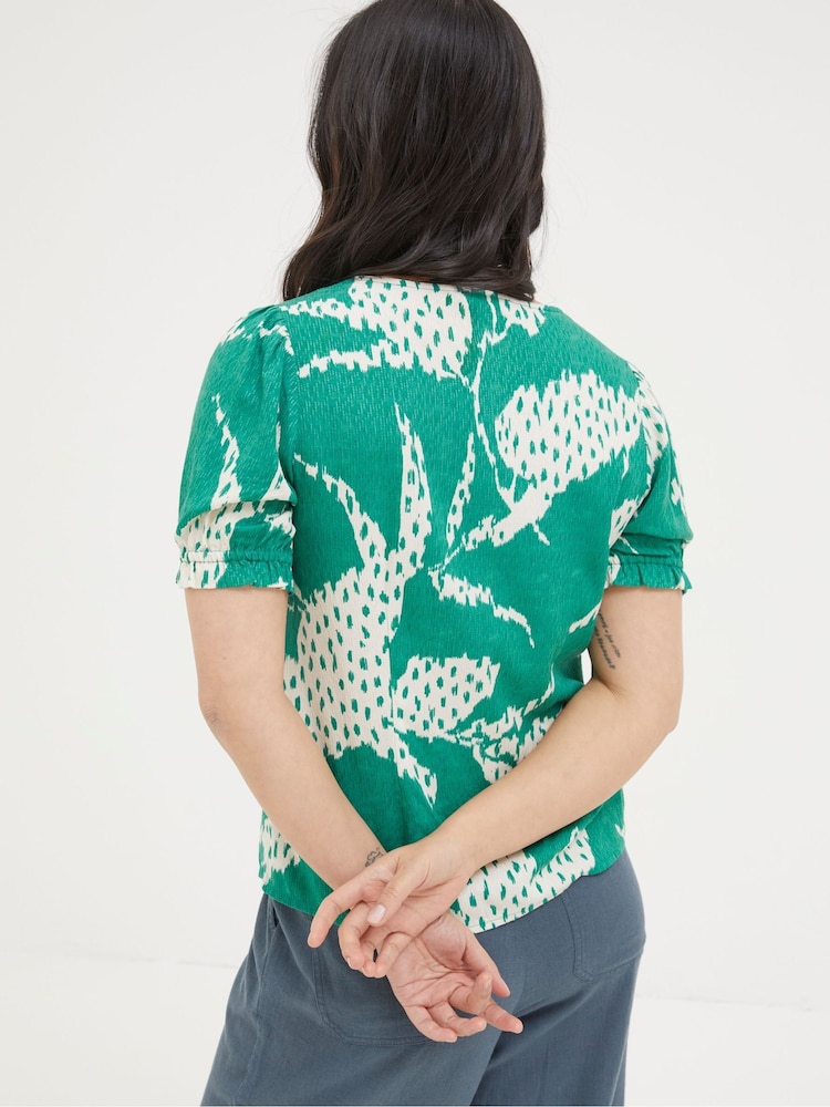 FatFace Green Textured Leaves Blouse - Image 2 of 4 FatFace Green Textured Leaves Blouse - Image 2 of 4