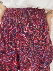 FatFace Bright Purple Paisley Shirred Waist Shorts - Image 4 of 5