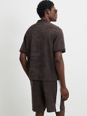 River Island Brown Blocked Towelling Shirt - Image 2 of 4