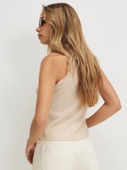 River Island Natural Lace Trim Textured Halter Neck Top - Image 2 of 4